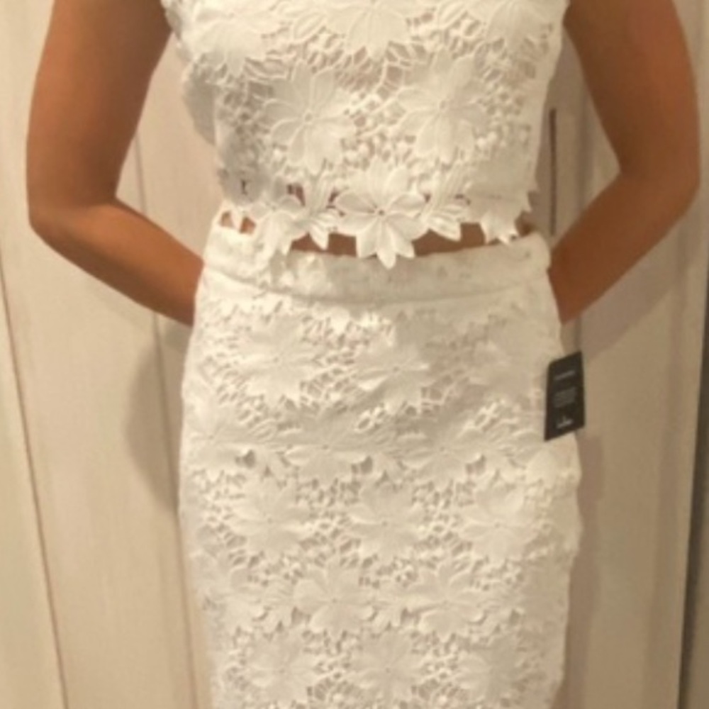 NWT Lulu's Floral Lace White 2 Piece Dress